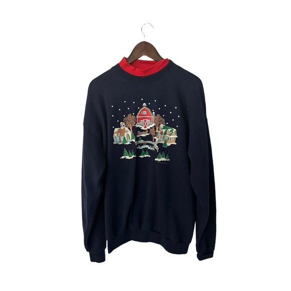 Santee pluma 1996 winter holiday scene vintage sweatshirt - Picture 1 of 5